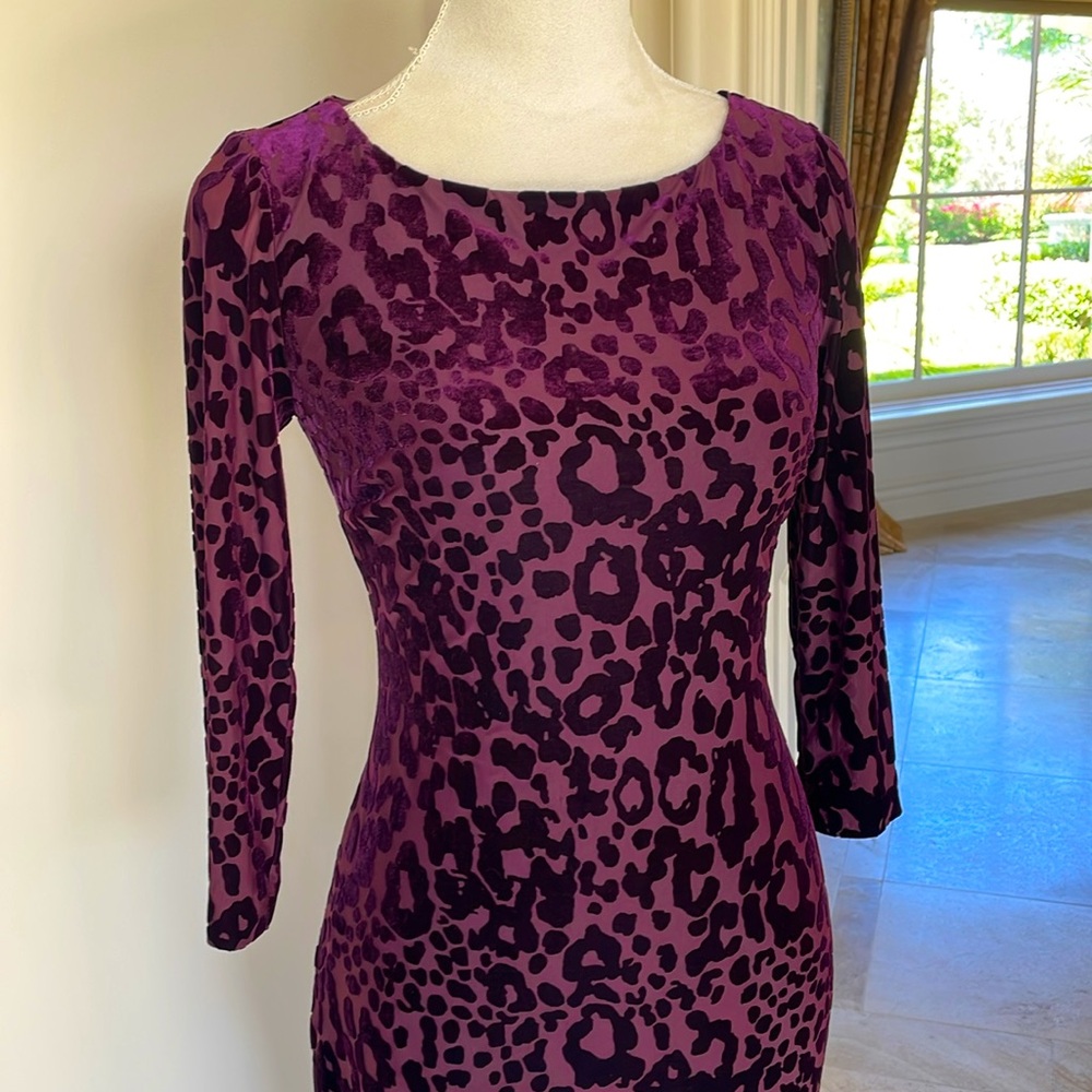 Burgundy/cranberry leopard print dress